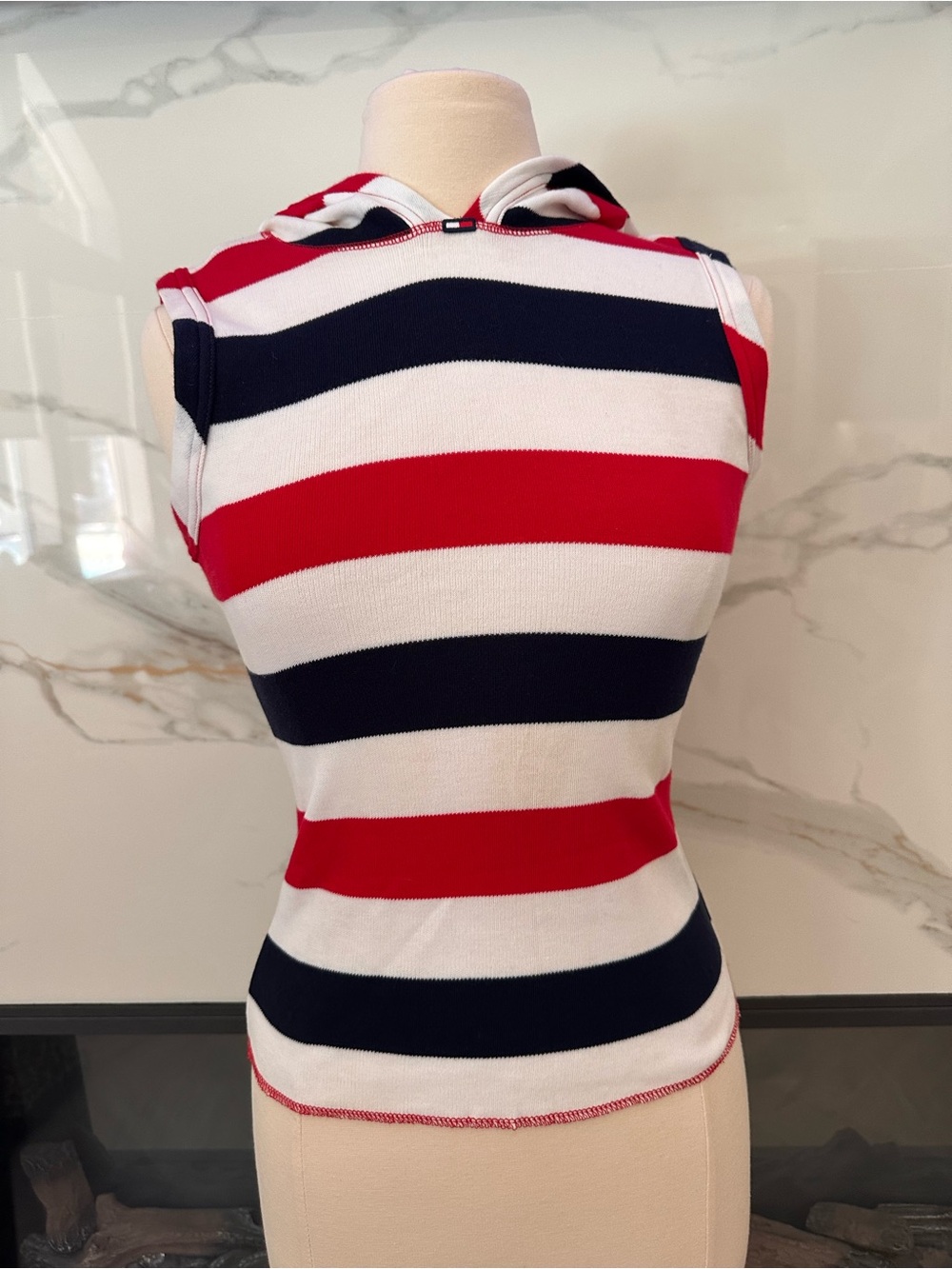 Vintage Tommy Hilfiger / Tommy Jeans Red, White & Navy Striped Sweater Sz M